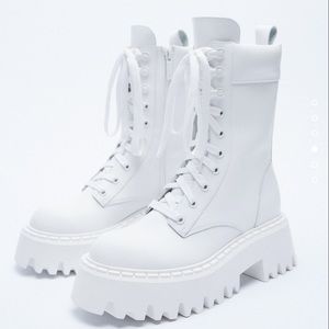 ZARA LUG SOLE LACE-UP LEATHER PLATFORM BOOTS